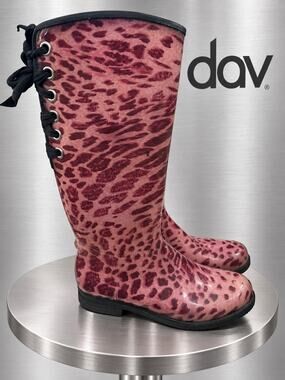 däv Women’s Pink Tall Weatherproof Rain Boots Size 6